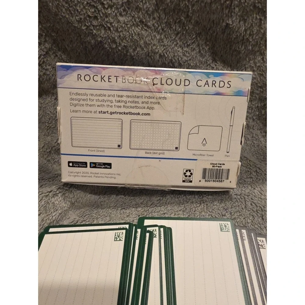 Rocketbook Cloud Cards Only 76 Reusable Smart Index Digitized Study Tool‎ 3x5