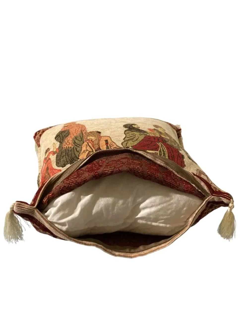Vintage Turkish Festival Tapestry Throw Pillow With Tassels