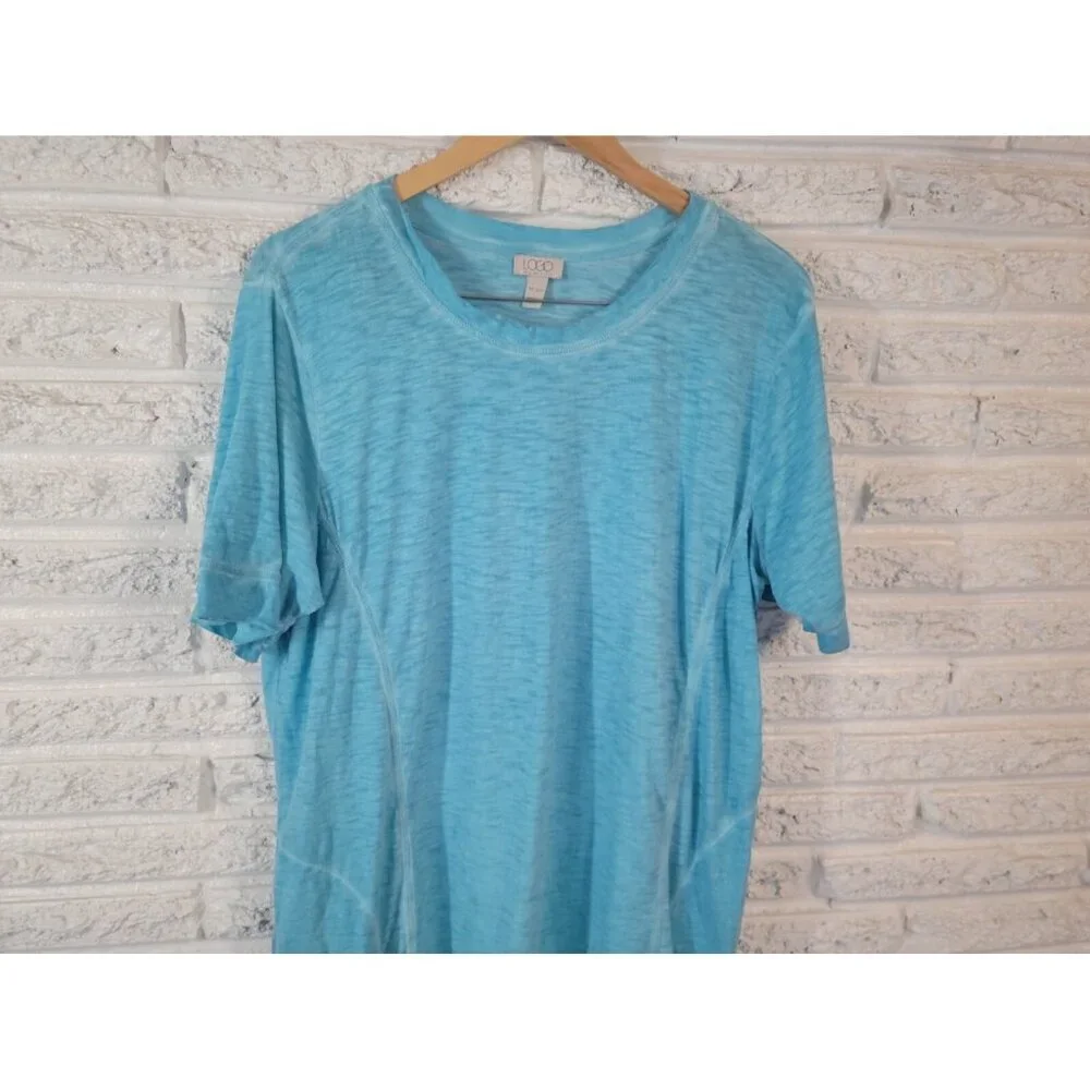 LOGO Lori Goldstein QVC Womens Dress XLP Mini Short Sleeve Blue Heather BLU247E