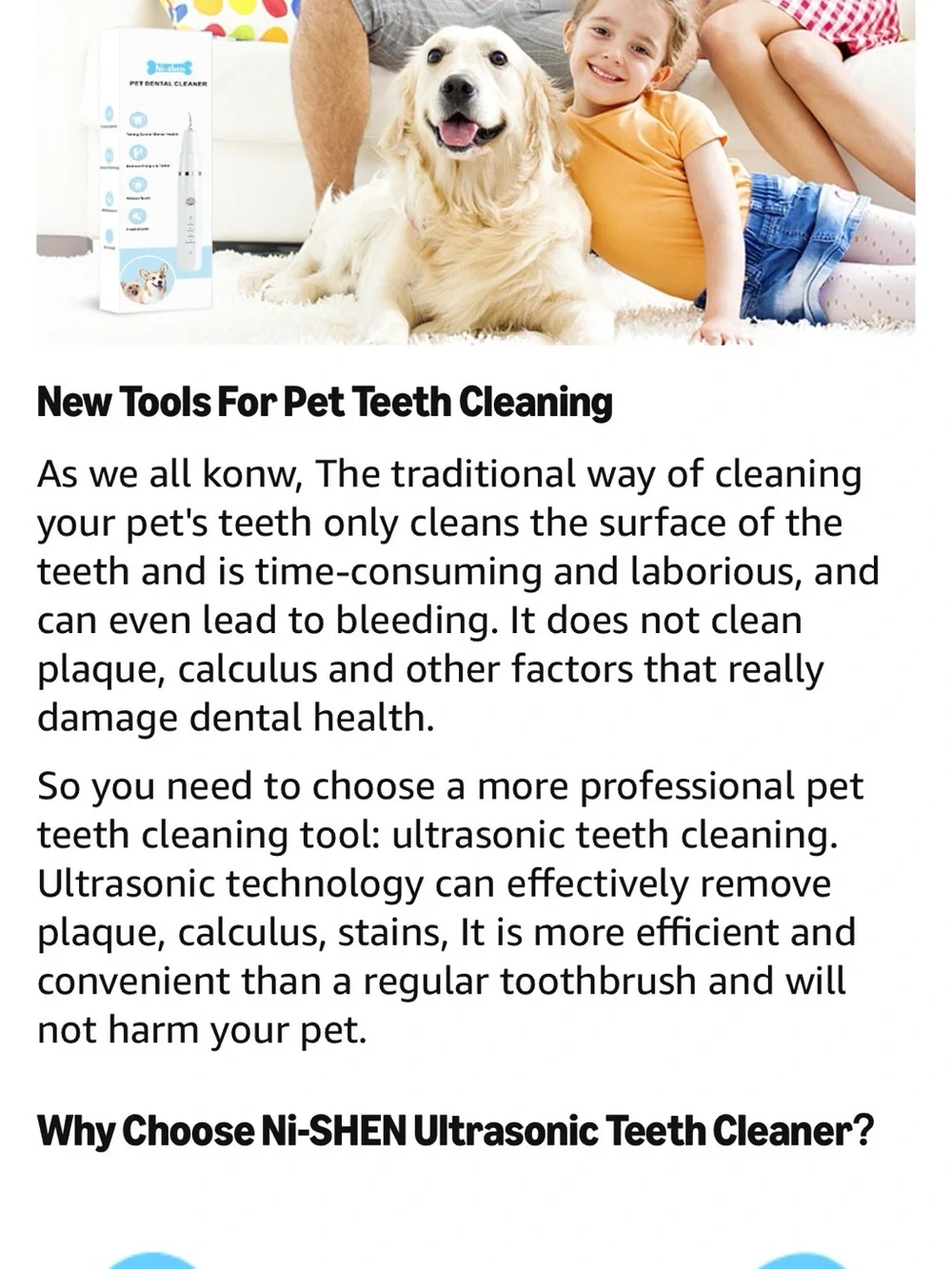 New Open Box Ni Shen Pet Dental Cleaner Black Color .