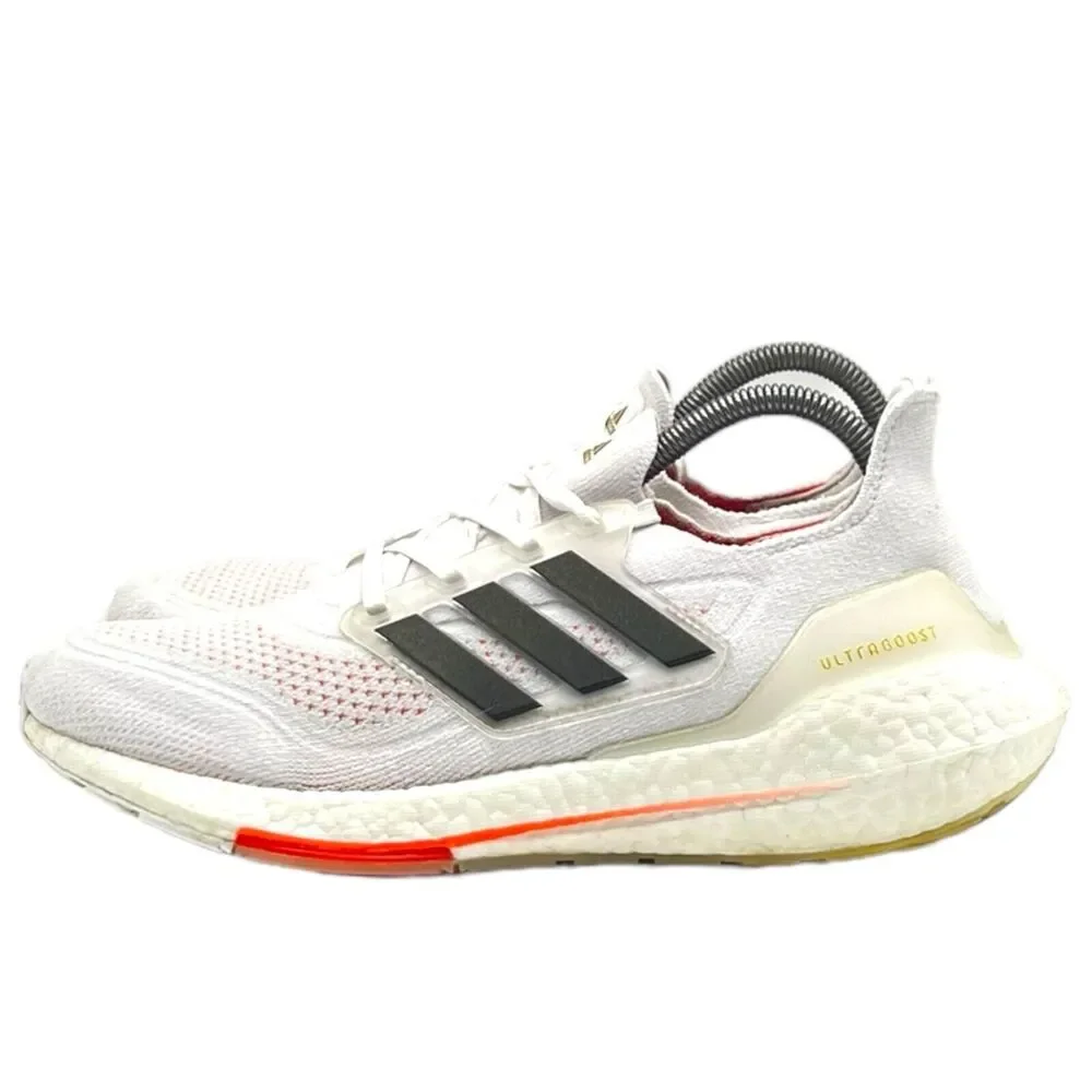 Adidas Ultraboost 21 Shoes Womens Size 9 White/Black/Solar‎ Red S23840