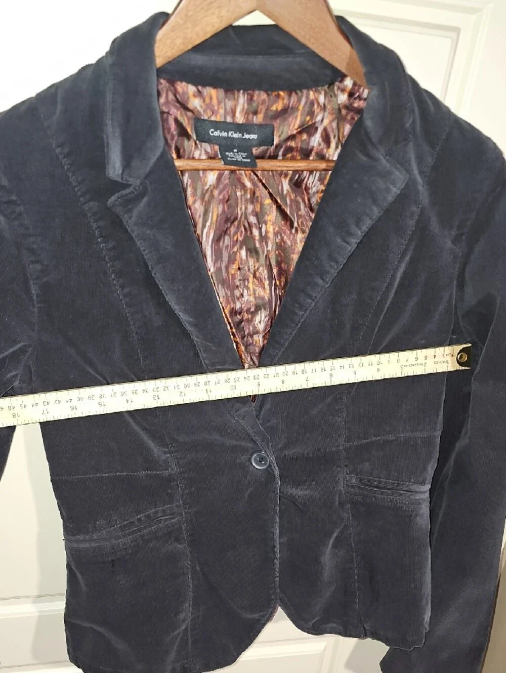 Calvin Klein Black Velvet Blazer with Printed Lining
