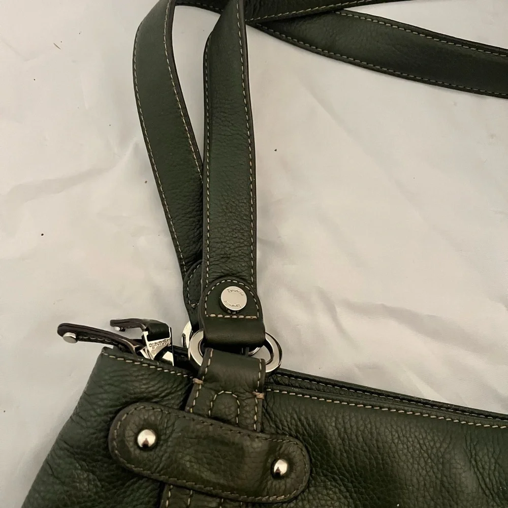 Tignanello Olive Green Leather Shoulder Bag