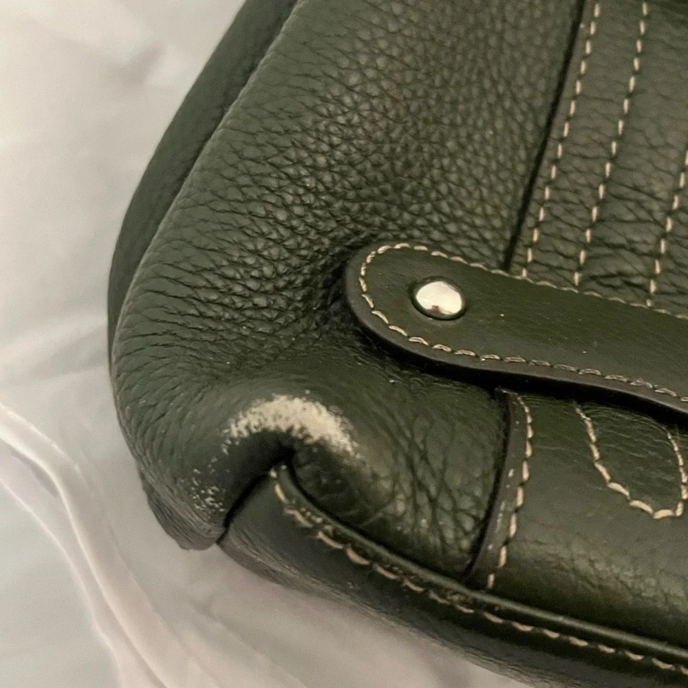 Tignanello Olive Green Leather Shoulder Bag