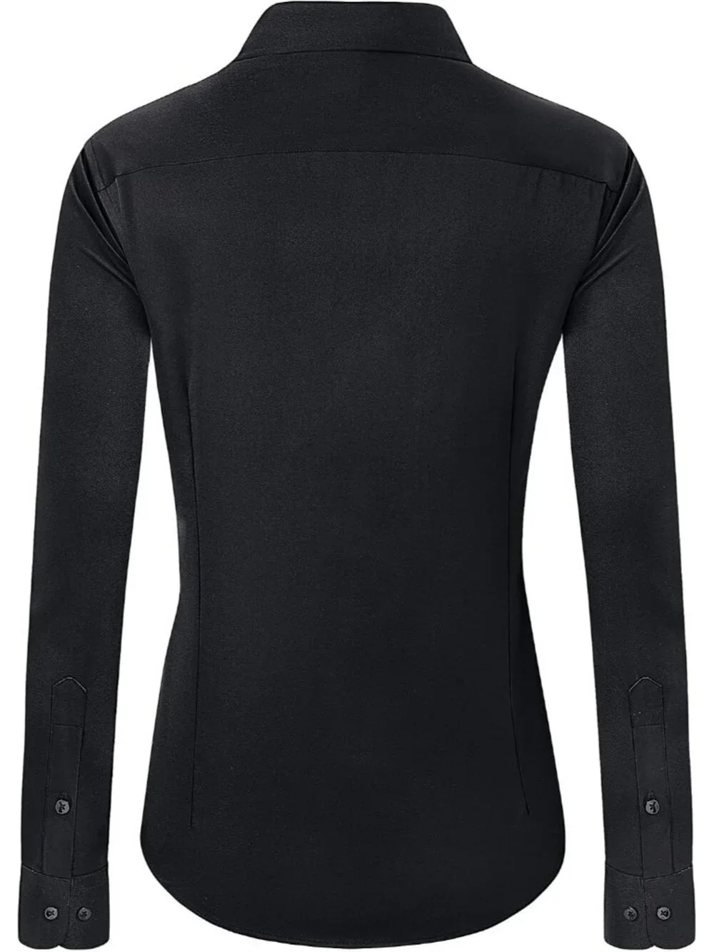 Women's Black Button Down Shirt Wrinkle Free Stretch Long Sleeve Work Shirts