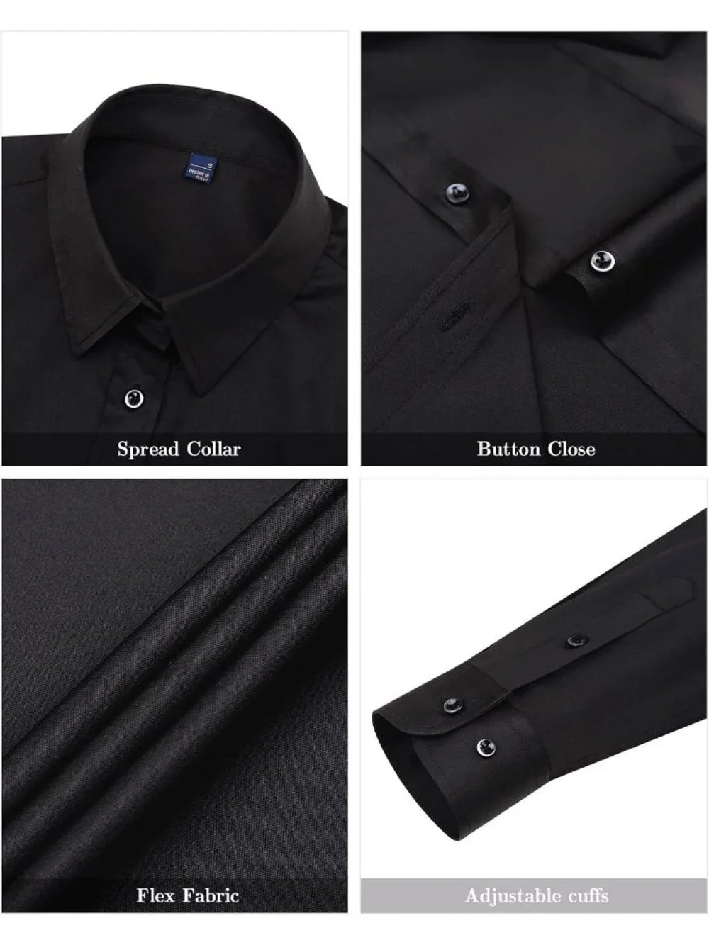 Women's Black Button Down Shirt Wrinkle Free Stretch Long Sleeve Work Shirts