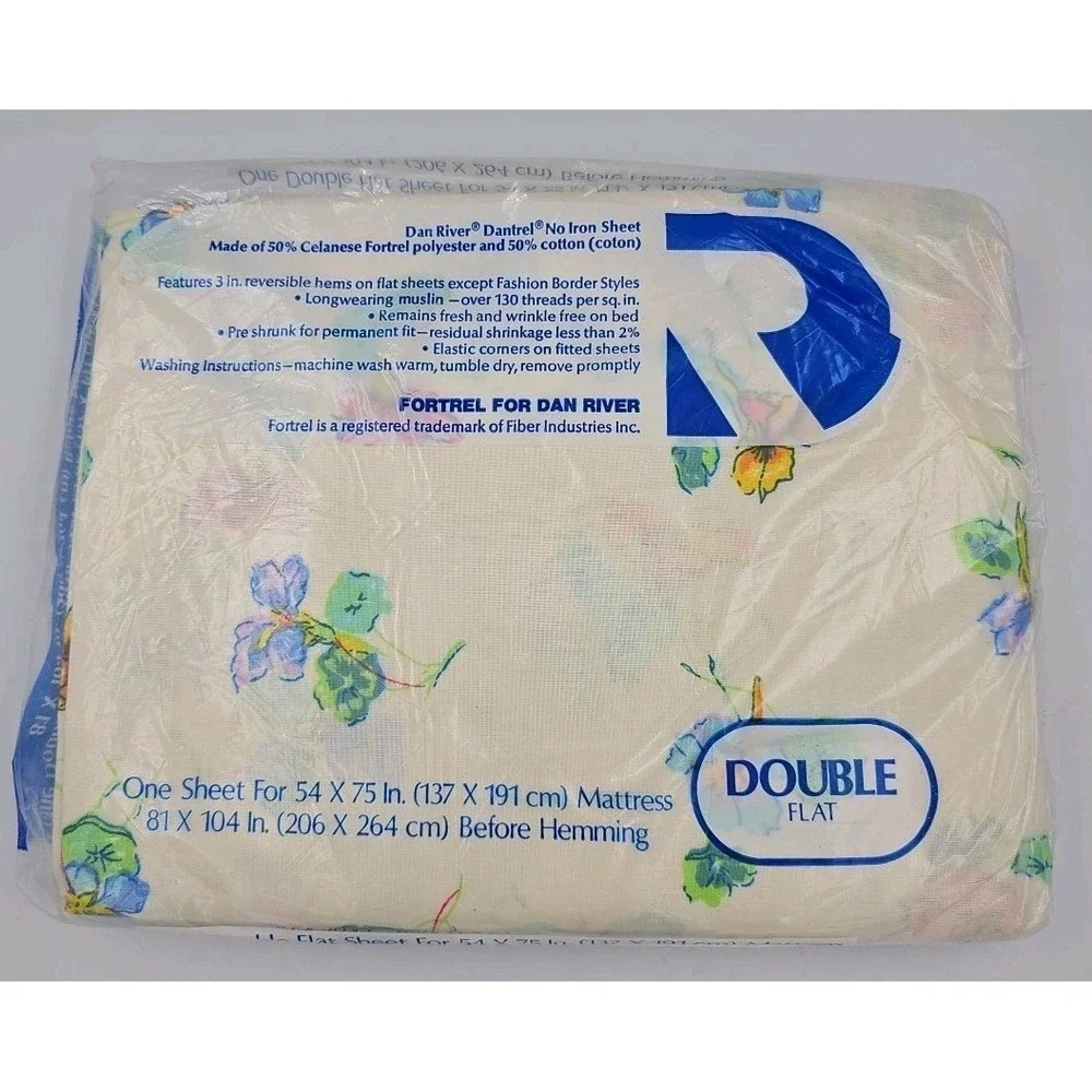 Dan River Double Flat & Fitted Sheet Vintage NOS Floral‎ Poly Cotton Blend New