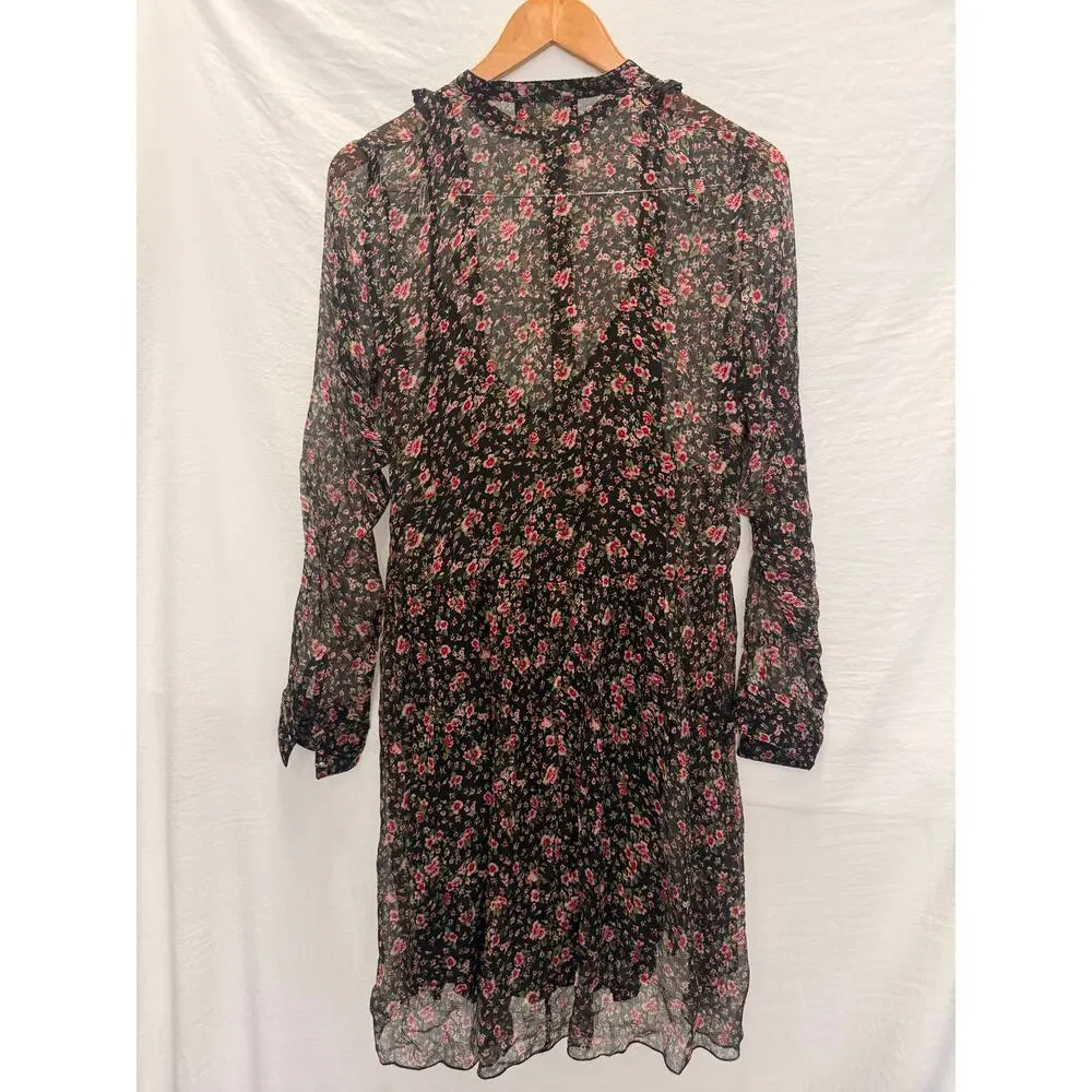 The Kooples Sport‎ Silk Chiffon Hummingbird Dress Small Floral Retro