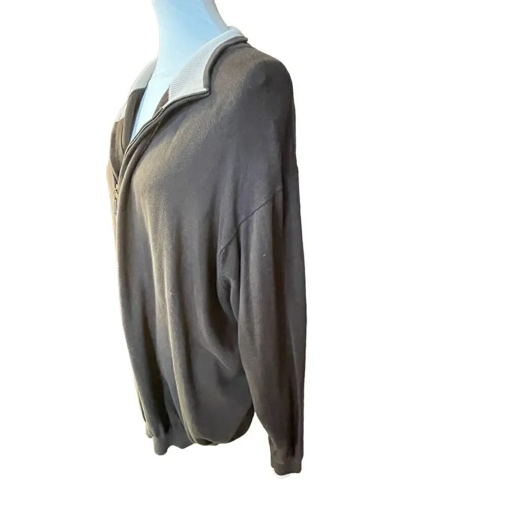 Rochester 100% Pima Cotton Half Zip Pullover Brown/Tan Men’s Sweater Size 3XL