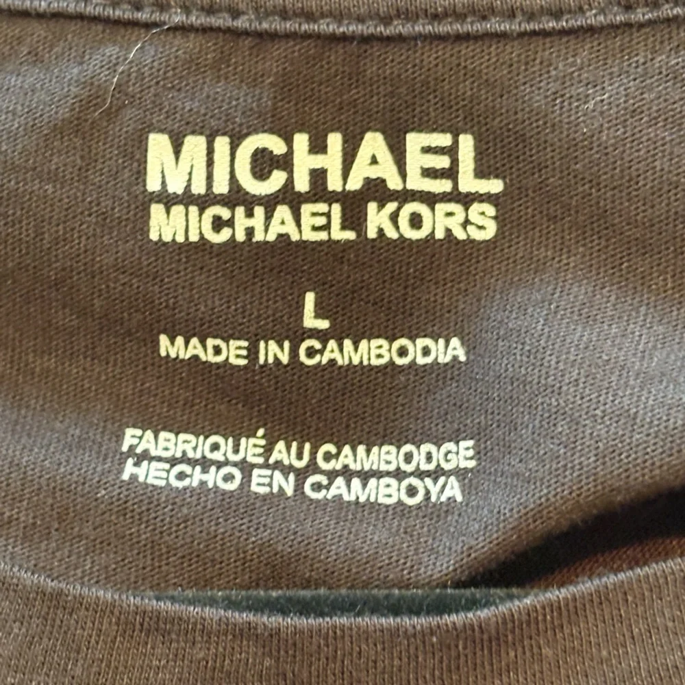 Michael Kors Black MK Logo Studded Tee NWOT Size L Short Sleeve Cotton Blend