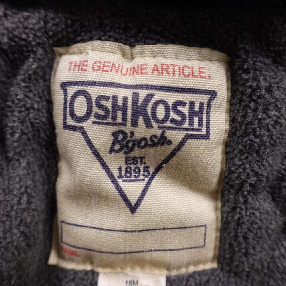 OshKosh B’gosh Colorblock‎ Winter Jacket Boys’ 18M Blue Gray Hooded Fleece Lined
