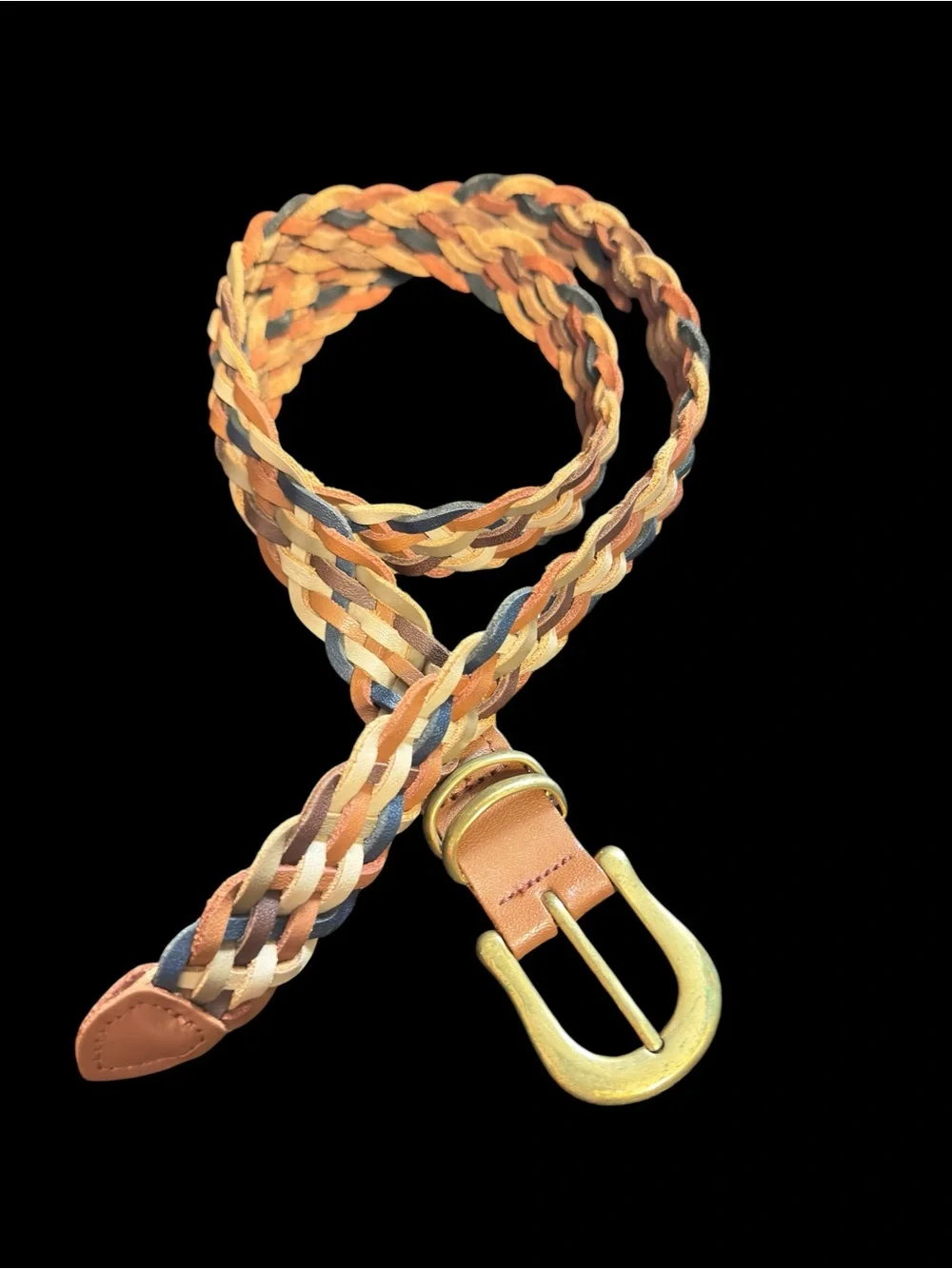 Colorful Braided Belt - Genuine Guatemalan Leather - Women's Size M/L
