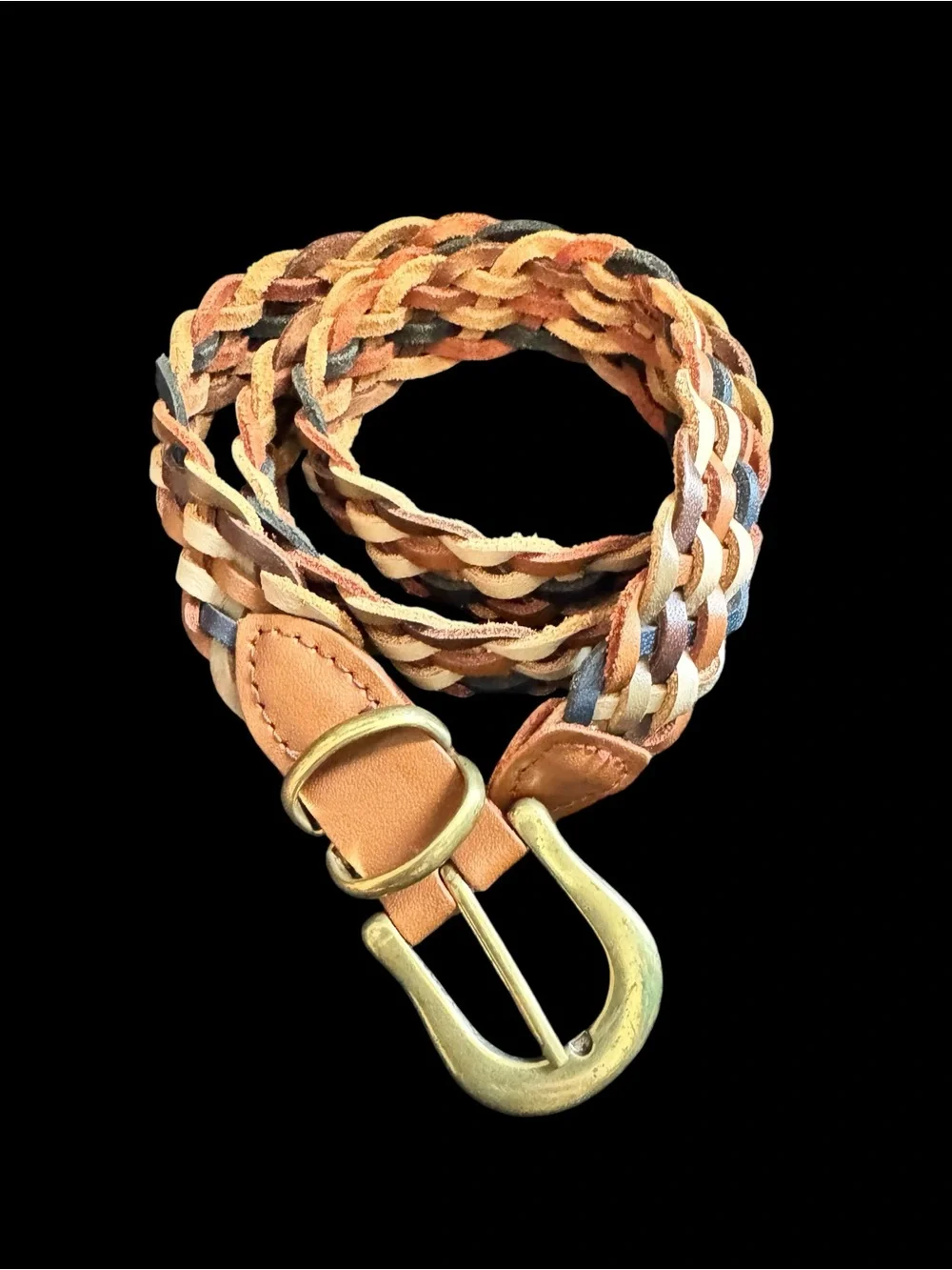 Colorful Braided Belt - Genuine Guatemalan Leather - Women's Size M/L