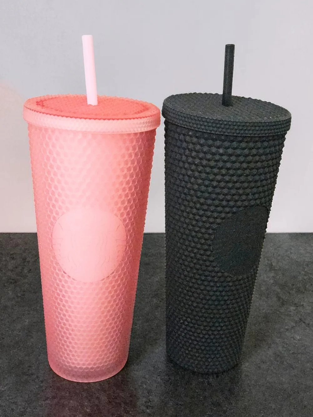 STARBUCK'S TUMBLER SET PINK AND BLACK 24 OZ