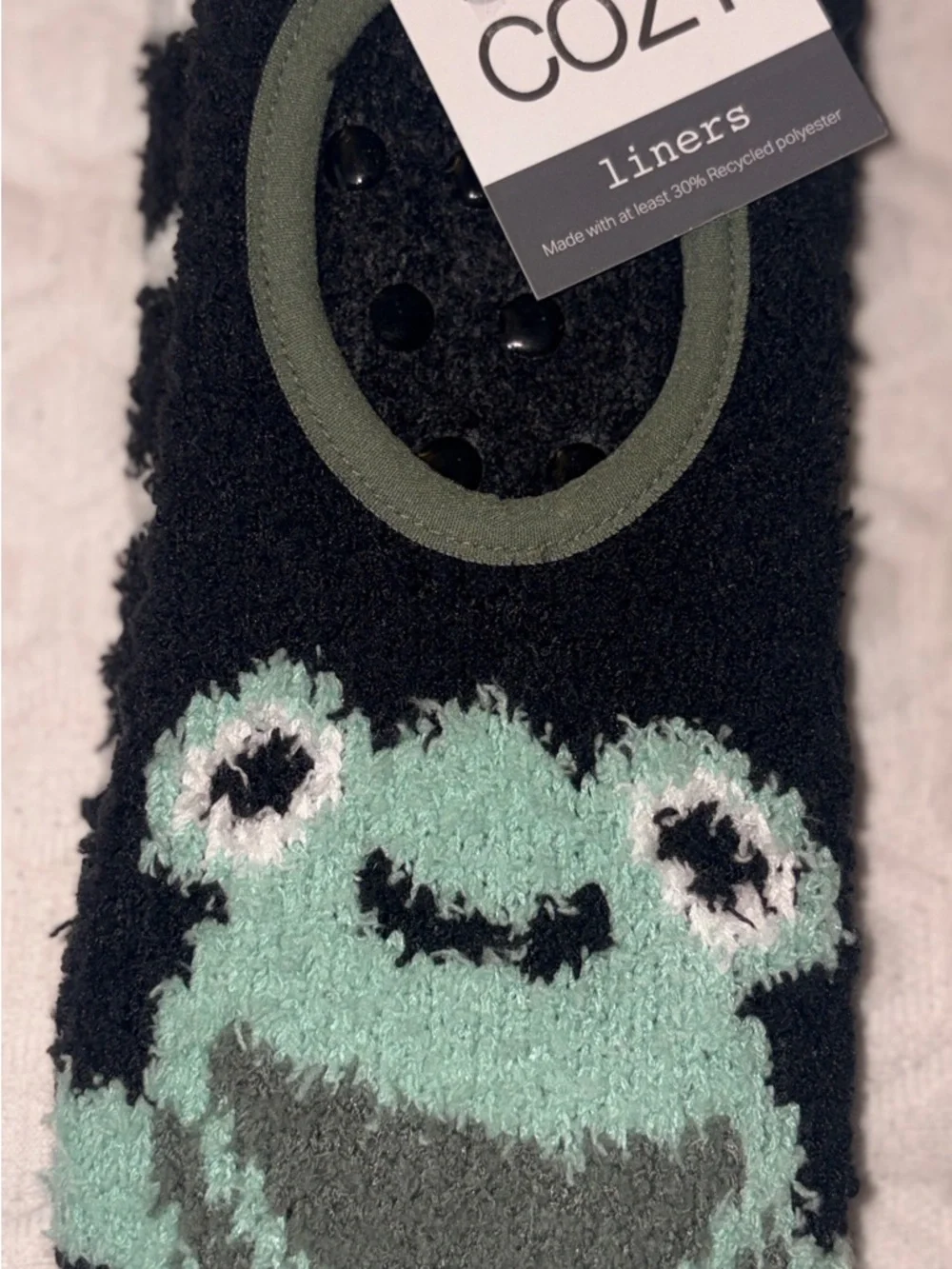 Women Black & Mint Frog Liner‎ Socks 2pack Socks -