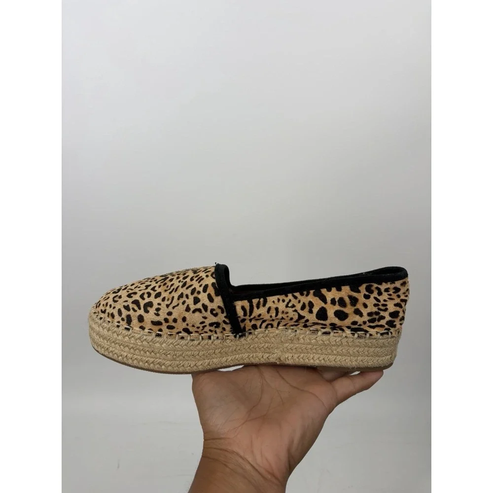 Gianni Bini Leopard Calf Hair Espadrille Platform Loafers Womens 7.5
