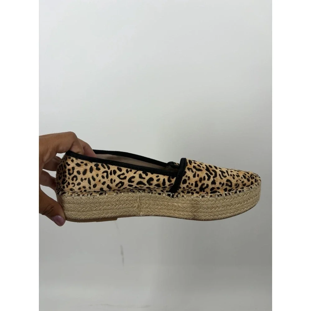 Gianni Bini Leopard Calf Hair Espadrille Platform Loafers Womens 7.5