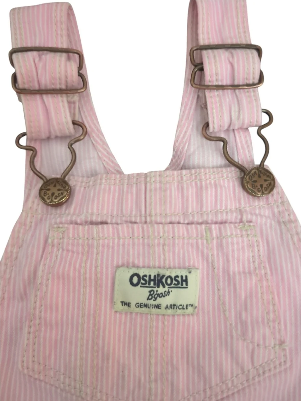 OshKosh B’gosh Pink Stripe Shortalls 24M Cotton Overalls Cottagecore Farmcore