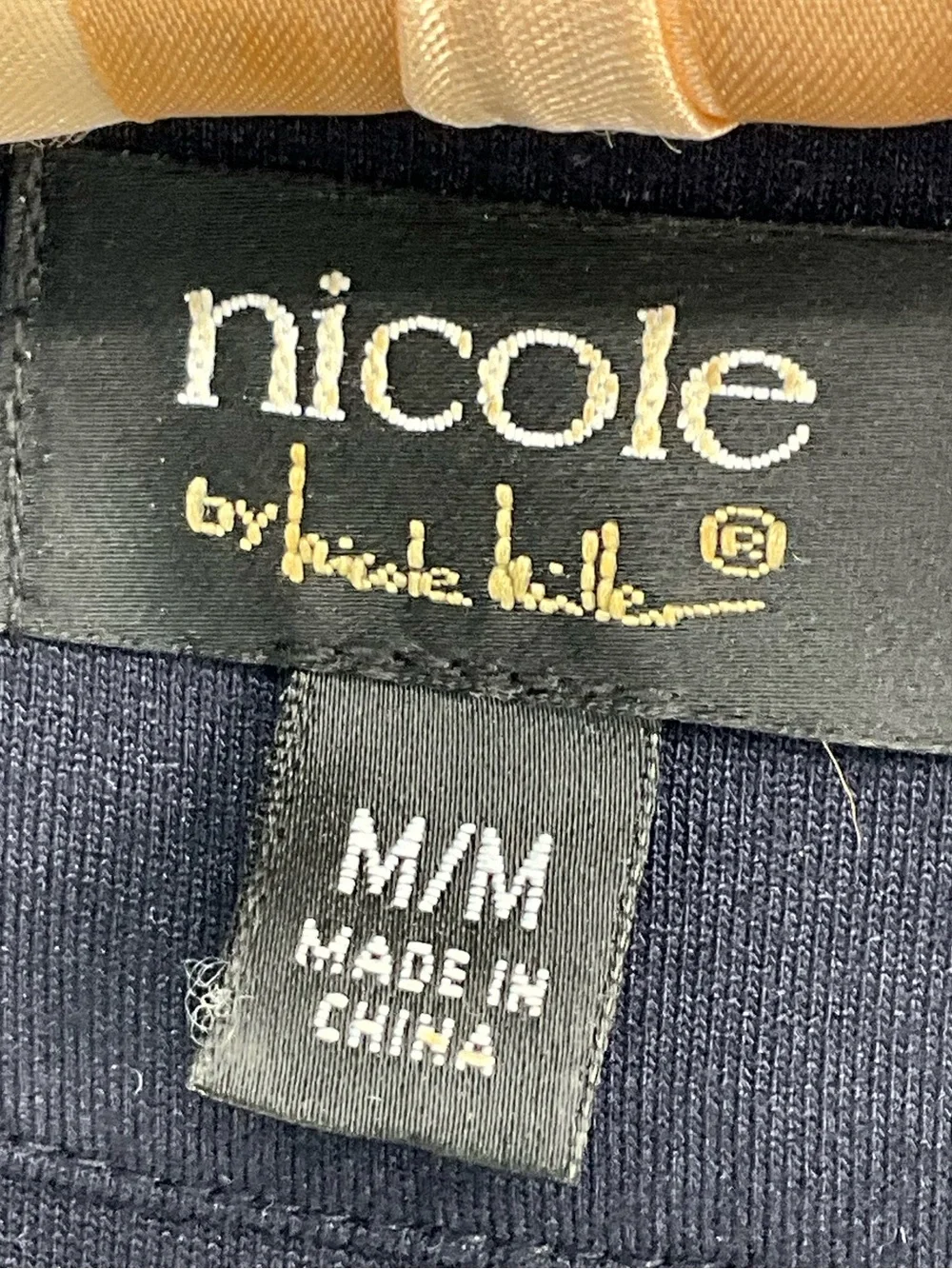 Nicole Navy V‑Neck Pleated Mini Rayon Dress with Beaded Waist M