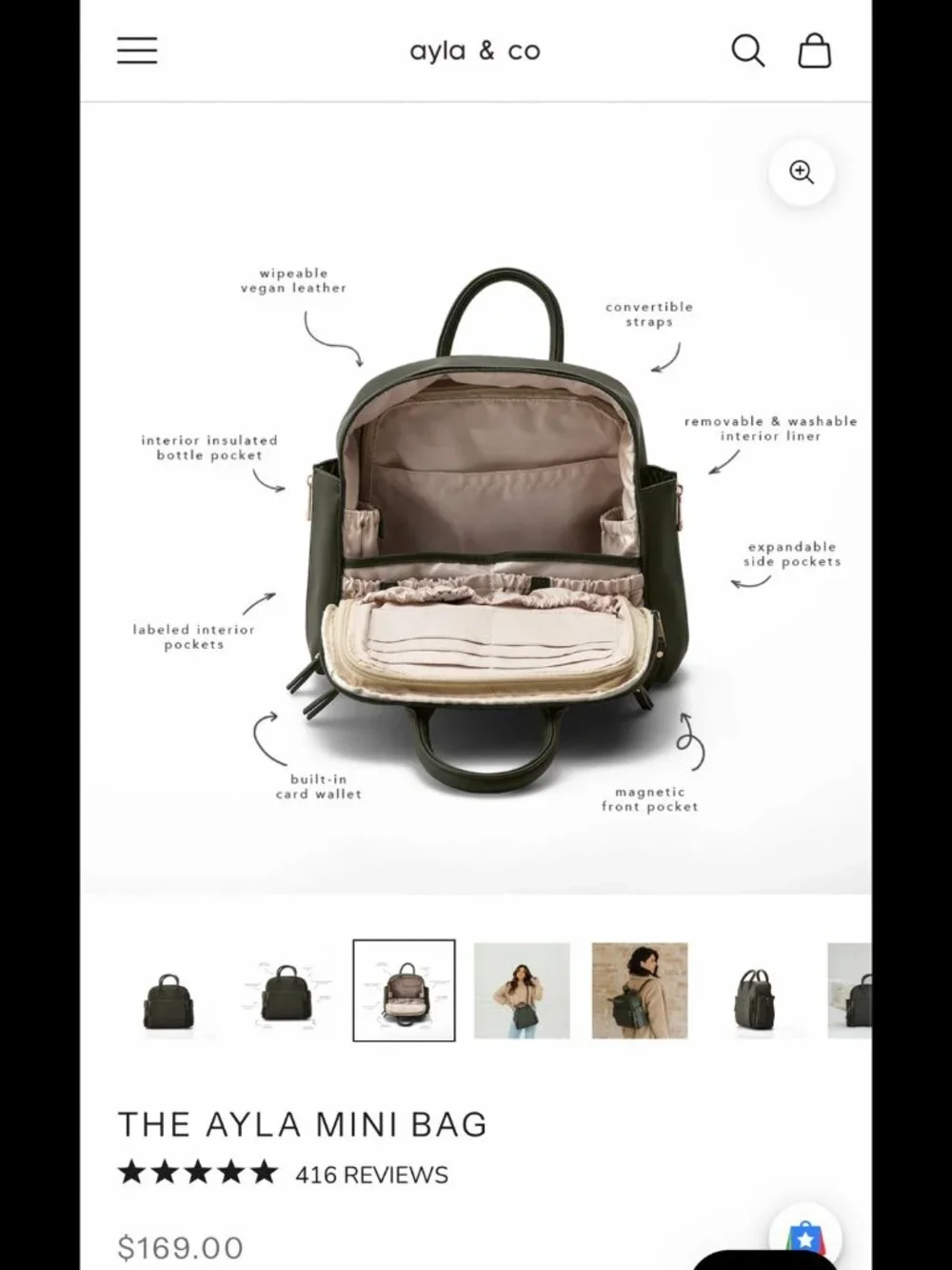 Ayla & Co olive leather adored