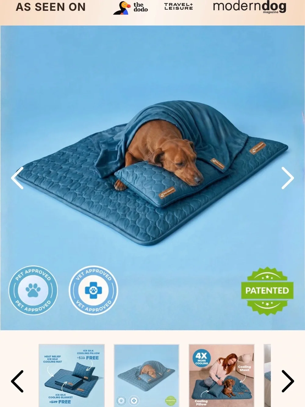 Pelsbarn Cooling Dog Bed Set - Light Blue