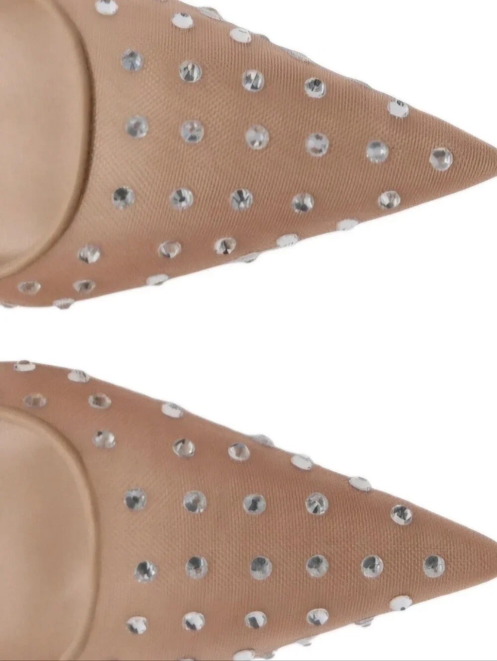 NEW! MANGO MNG Women's Nude Mesh Crystal Stud Kitten Heel Slingback 10.