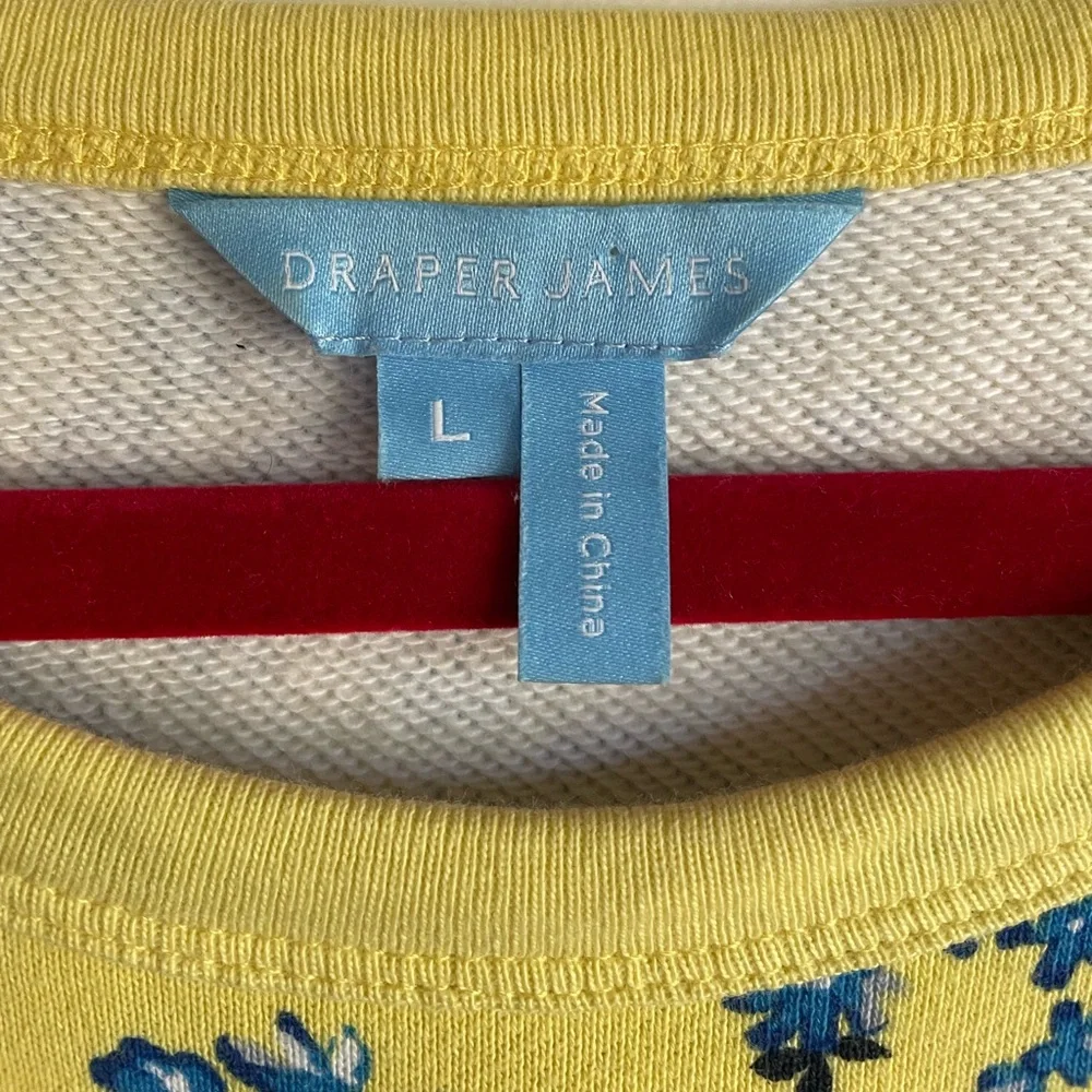 Draper James Yellow and Blue Floral Sweatshirt Size L