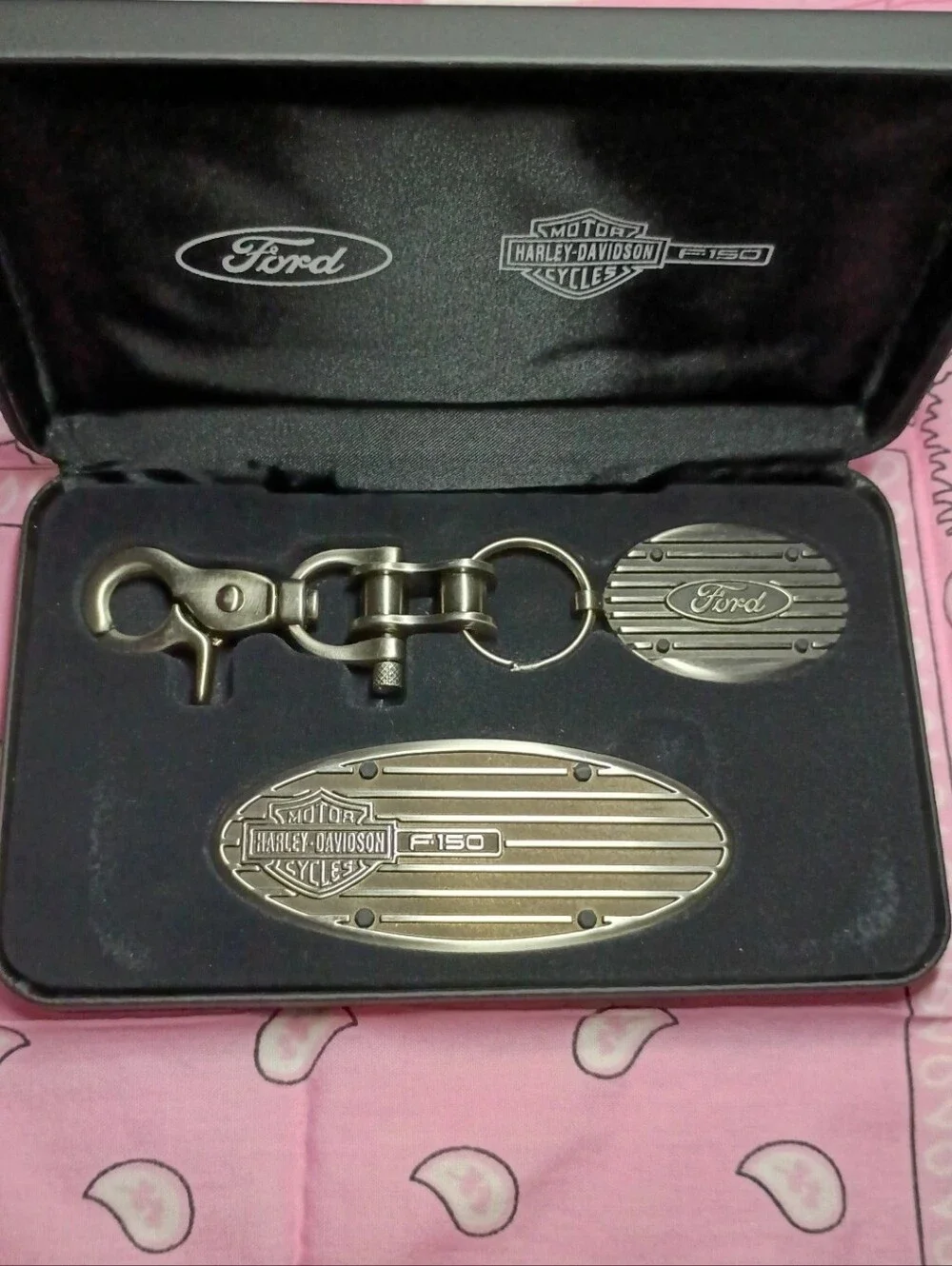 Harley-Davidson Motorcycles/Ford F-150 Dash Emblem and Keychain Set