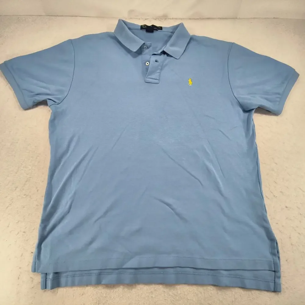 Polo by Ralph Lauren Collared Short Sleeve Polo Shirt Mens Size XL Blue Yellow