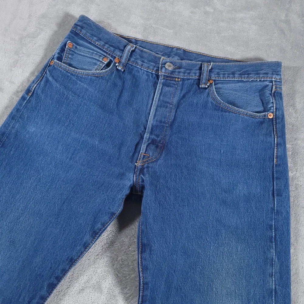 Levi's 501 Jeans Mens 36x30 (Fits 34x28) Blue Button Fly Straight Leg Denim