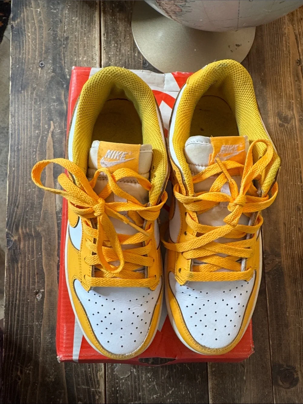 Nike Dunk Low Yellow and White Leather Sneakers
