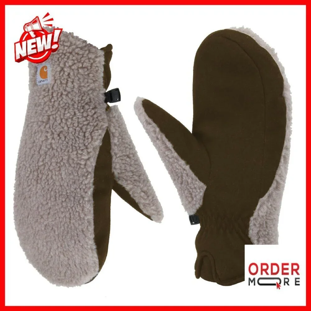 Women's Sherpa Mittens, Pre-Curved Construction, Pull-On Style