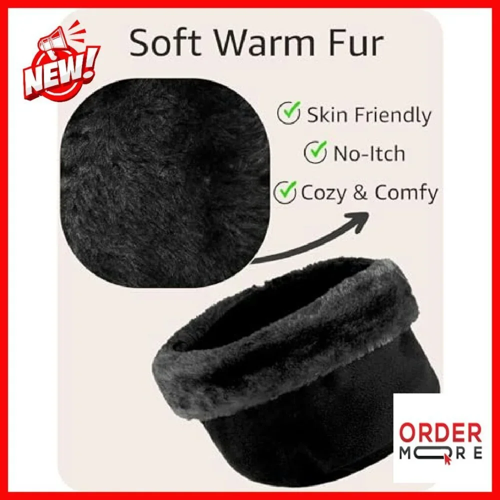 Women's Fleece Winter Hat & Glove Set - Warm Plush Fur Trim