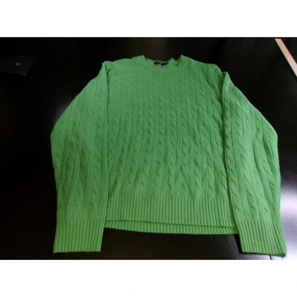 J.Crew‎ Womens Green Cable Knit Sweater Wool Angora Cashmere Blend Medium