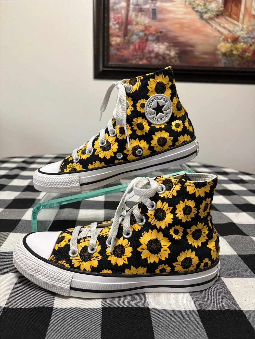 Converse Chuck Taylor All Star Sunflower Floral Shoes Sneakers Sz 6 Yellow Black