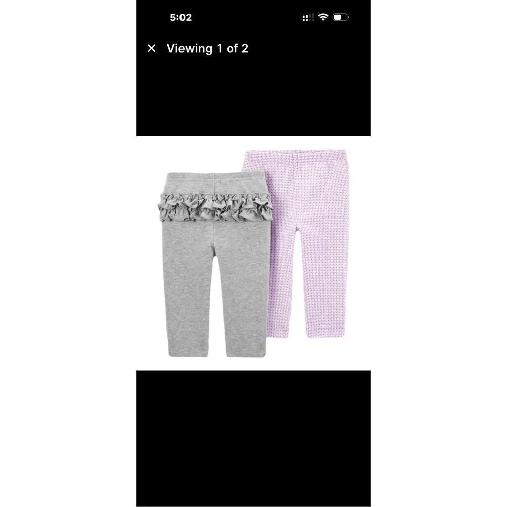 1C. Carter's Child of Mine Baby Girl Pants, 2 Pack Newborn