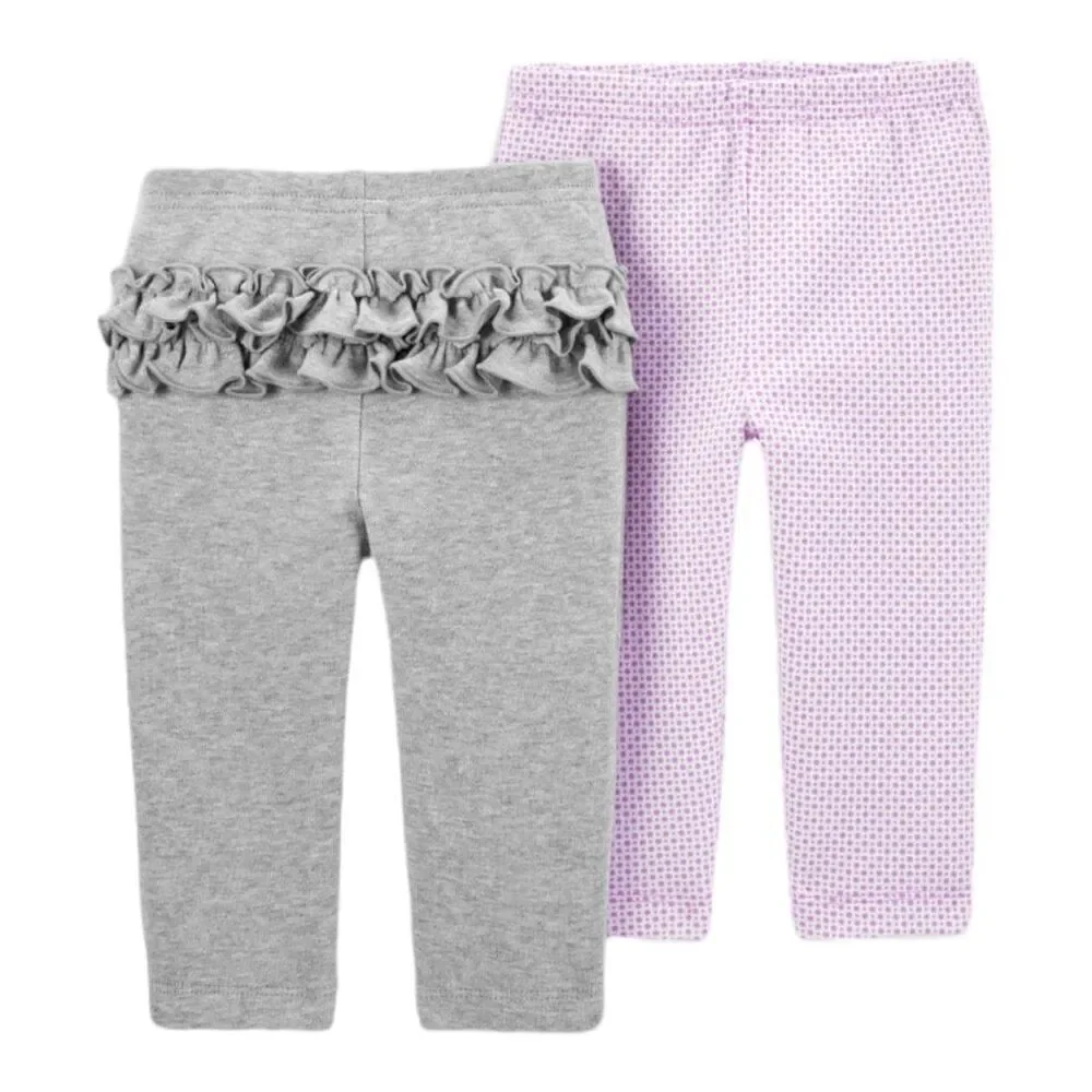 1C. Carter's Child of Mine Baby Girl Pants, 2 Pack Newborn