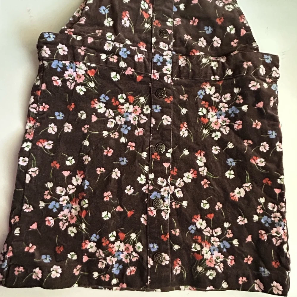 Gymboree Western Skies Brown Floral Corduroy Jumper Dress Girls Size 7