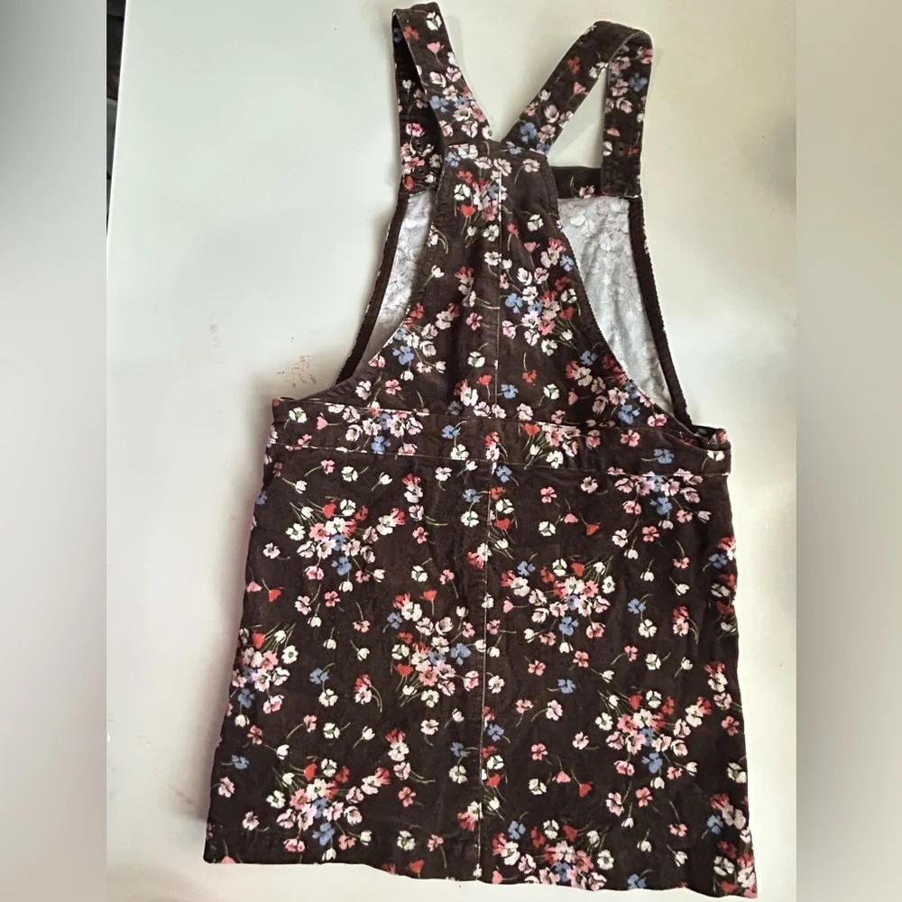 Gymboree Western Skies Brown Floral Corduroy Jumper Dress Girls Size 7