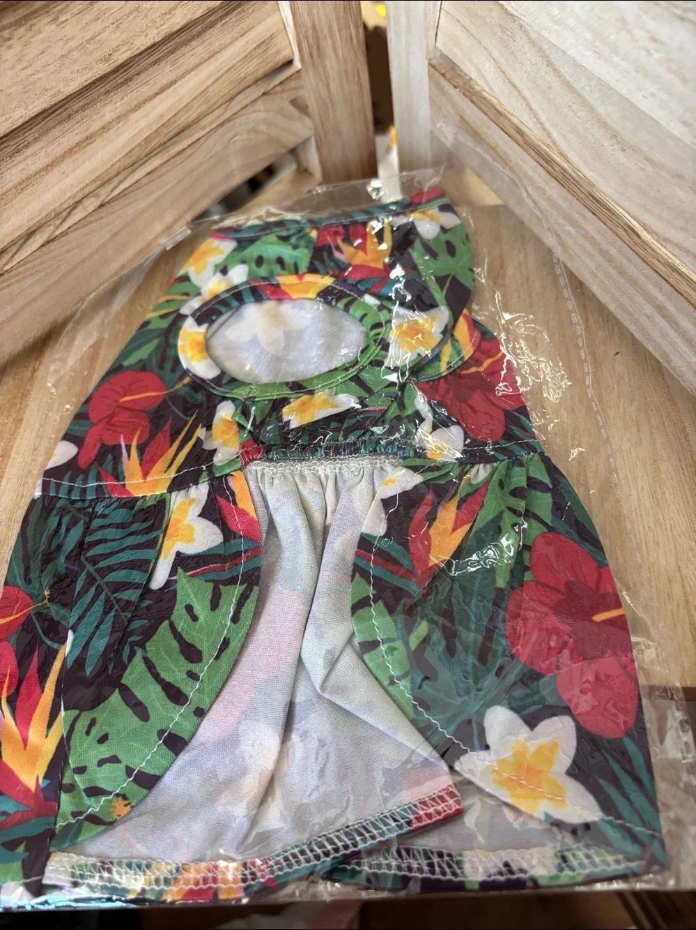 Pet Floral Tropical Dress with Blue Bow XS NIP