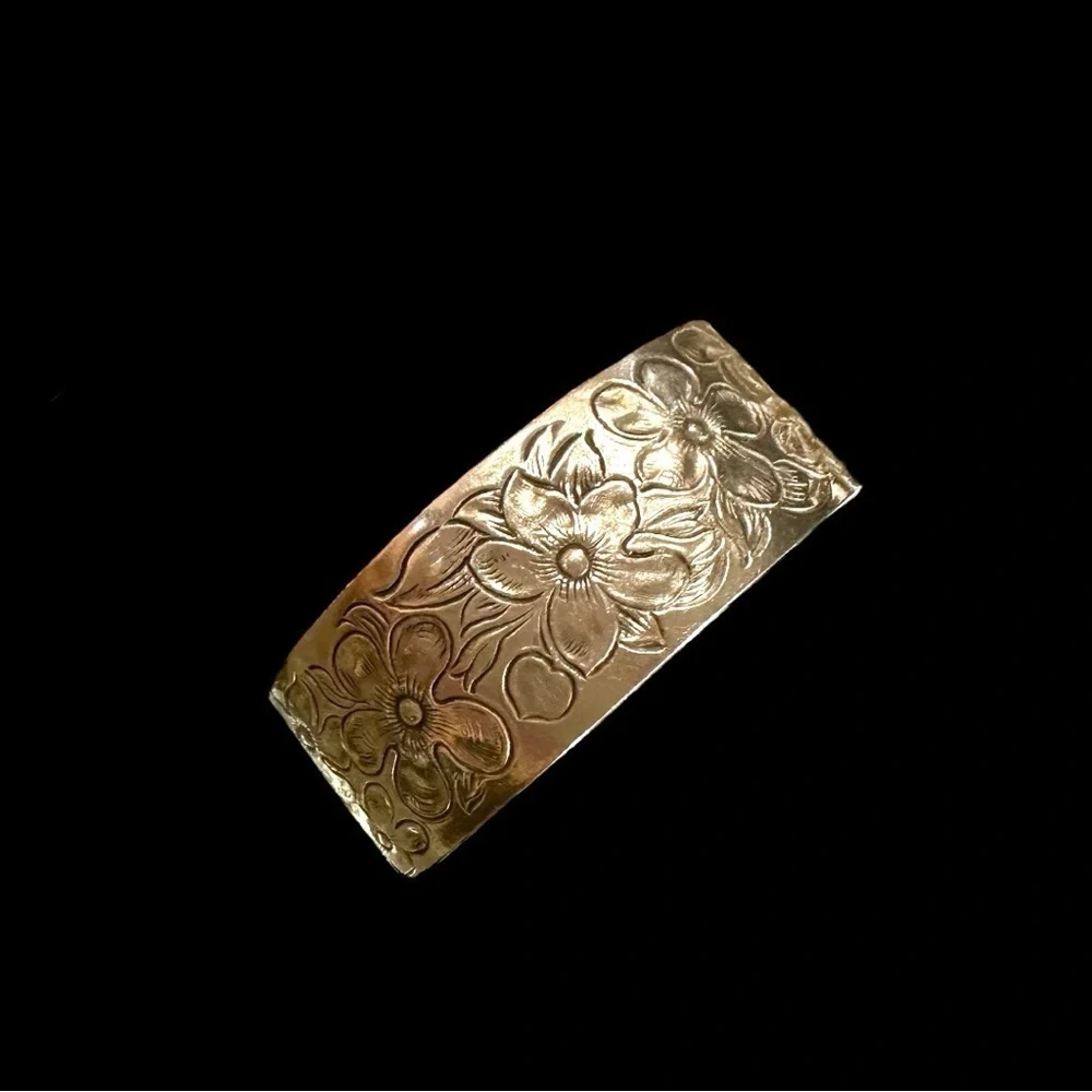 SALISBURY PEWTER, FLOWER OF THE MONTH, CUFF BRACELET. MONTH OF FEBRUARY.