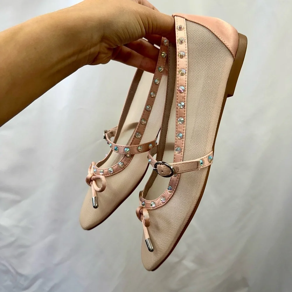 NWOT Gianni Bini pink mesh mary jane flats size 8