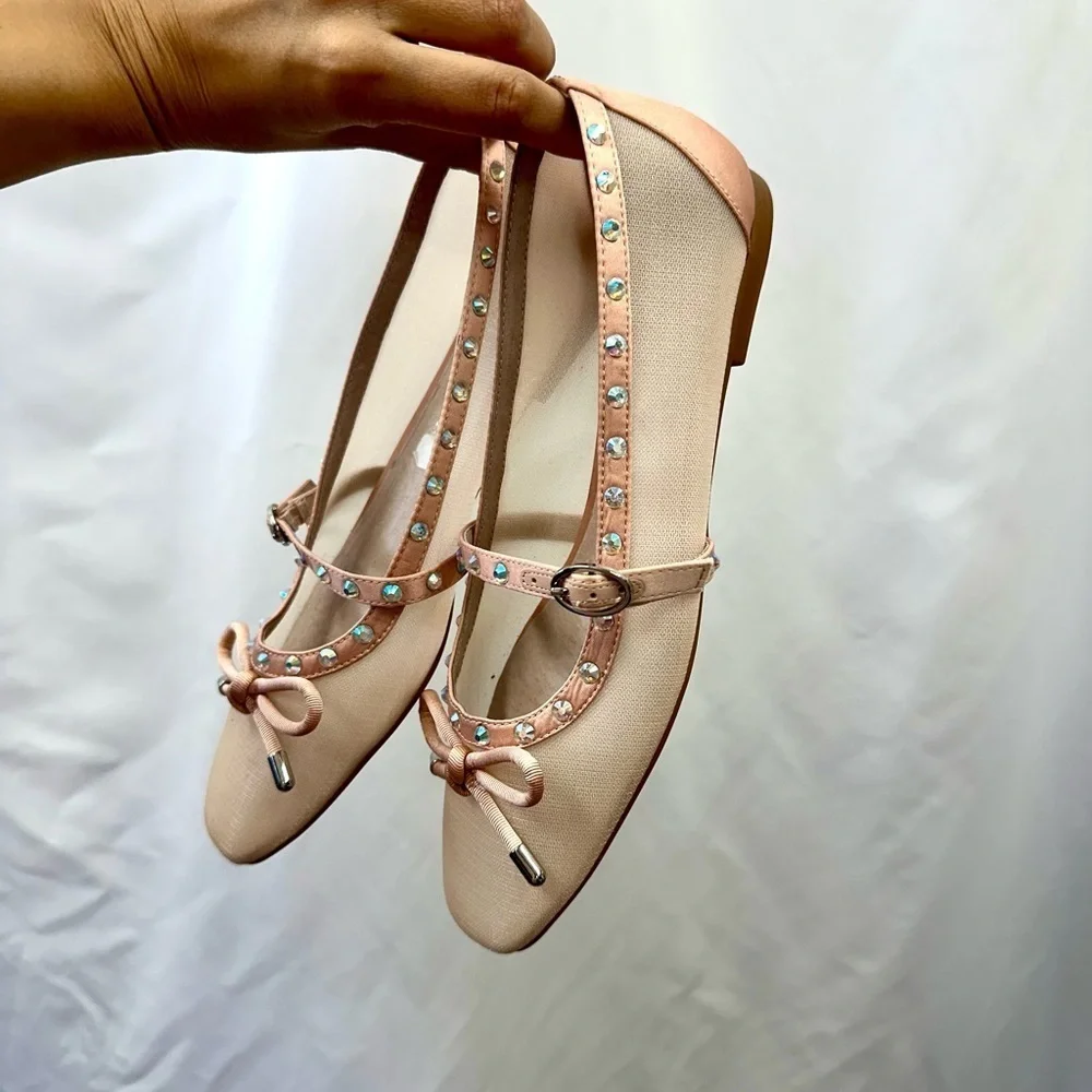 NWOT Gianni Bini pink mesh mary jane flats size 8