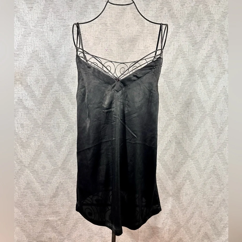 Free People Darling mini black slip dress with rhinestones size XS