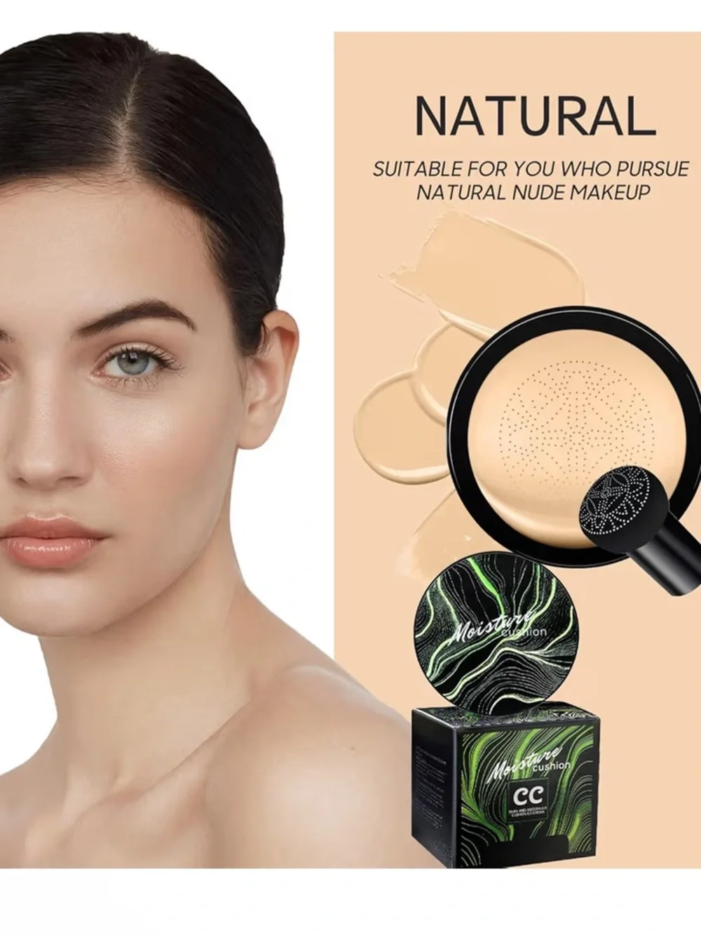 Mushroom Head Air Cushion CC Cream - BB Cream Foundation Full Coverage (Natural)