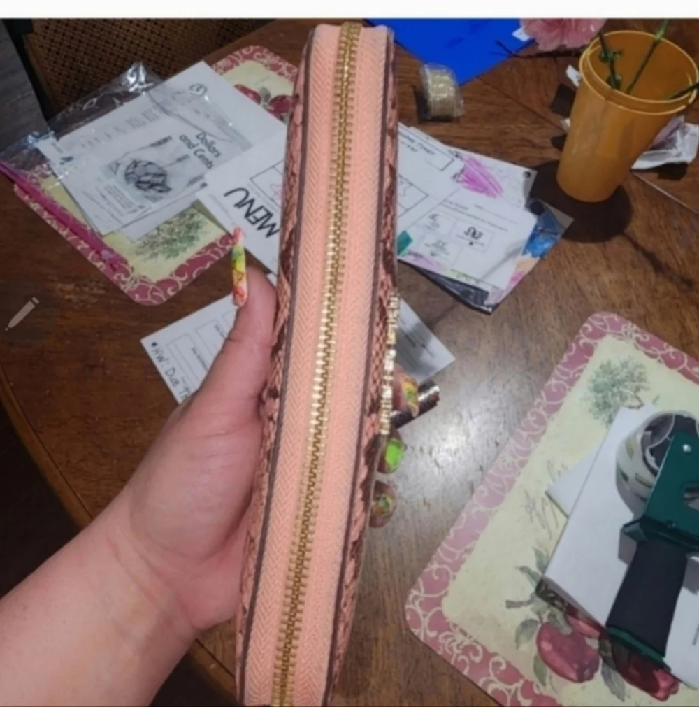 RARE Gorgeous Michael kors pink embossed python leather wallet