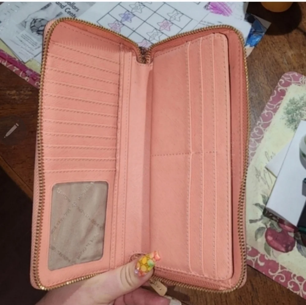 RARE Gorgeous Michael kors pink embossed python leather wallet