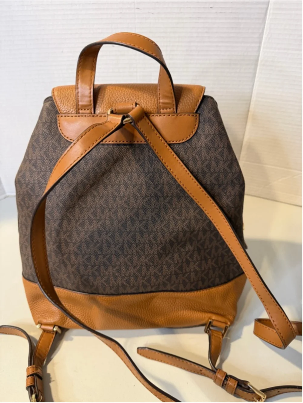 Women's Michael Kors Brown Tan Monogram Backpack One Size