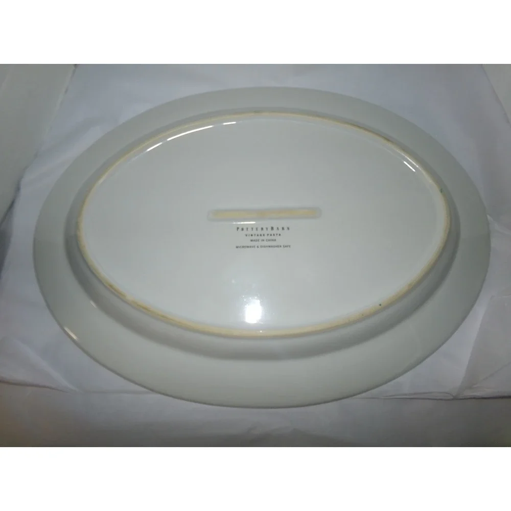 Pottery Barn Vintage Poster Pasta Platter Pates Baroni Oval White