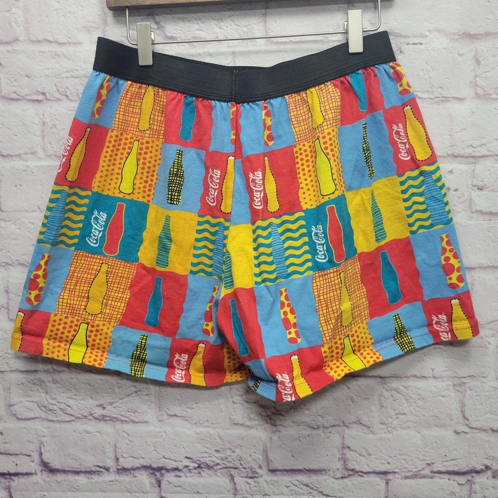 VTG 90s Coca Cola Mens Boxer Shorts Underwear Size‎ L Pop Art Colorful Abstract